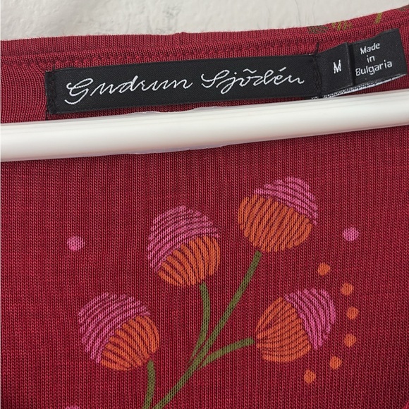 Gudrun Sjoden Long Sleeve Floral Maxi Dress Berry Red Size Medium - Picture 3 of 4
